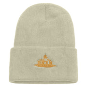 Made in USA Golden Palace Embroidered Stretch ECO Cotton Long Beanie - Milk OSFM