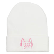 Halloween Hiss Off Embroidered Long Beanie