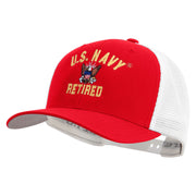 Licensed US Navy Retired Embroidered Flexfit 2 Tone Mesh Cap - Red-White OSFM