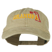 Number 1 Grandpa Outline Embroidered Washed Cotton Cap