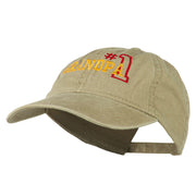 Number 1 Grandpa Outline Embroidered Washed Cotton Cap