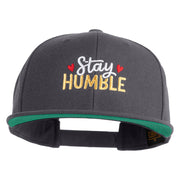 Stay Humble Hearts Embroidered Wool Blend Snapback Cap - Dark Grey OSFM