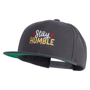 Stay Humble Hearts Embroidered Wool Blend Snapback Cap - Dark Grey OSFM