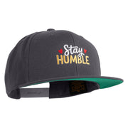 Stay Humble Hearts Embroidered Wool Blend Snapback Cap - Dark Grey OSFM