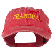 Number 1 Grandpa Outline Embroidered Washed Cotton Cap