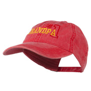 Number 1 Grandpa Outline Embroidered Washed Cotton Cap