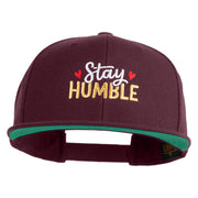 Stay Humble Hearts Embroidered Wool Blend Snapback Cap - Maroon OSFM