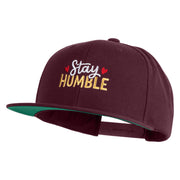 Stay Humble Hearts Embroidered Wool Blend Snapback Cap - Maroon OSFM