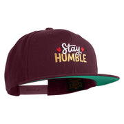 Stay Humble Hearts Embroidered Wool Blend Snapback Cap - Maroon OSFM