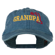 Number 1 Grandpa Outline Embroidered Washed Cotton Cap