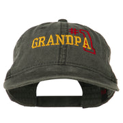 Number 1 Grandpa Outline Embroidered Washed Cotton Cap