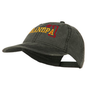 Number 1 Grandpa Outline Embroidered Washed Cotton Cap