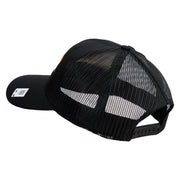 USMC Letter Embroidered 6 Panel Structured Cotton Twill Mesh Cap Made in USA - Black OSFM