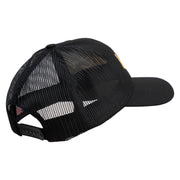 USMC Letter Embroidered 6 Panel Structured Cotton Twill Mesh Cap Made in USA - Black OSFM