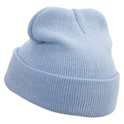 Hong Kong Five Petal Flower Embroidered Super Stretch Knit Watch Cap Beanie - Columbia-Blue OSFM