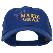 Mardi Gras with Mask Embroidered Washed Cap