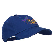 Mardi Gras with Mask Embroidered Washed Cap