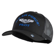 U.S. Air Force Pilot Embroidered Solid Cotton Twill Mesh Prostyle Cap - Black OSFM
