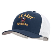 Licensed US Navy Veteran Embroidered Flexfit 2 Tone Mesh Cap - Navy-White OSFM