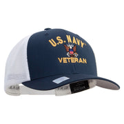 Licensed US Navy Veteran Embroidered Flexfit 2 Tone Mesh Cap - Navy-White OSFM