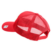 USMC Letter Embroidered 6 Panel Structured Cotton Twill Mesh Cap Made in USA - Red OSFM