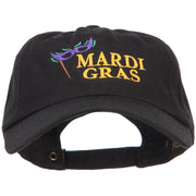 Mardi Gras with Mask Embroidered Washed Cap