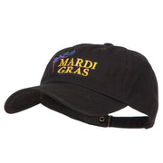 Mardi Gras with Mask Embroidered Washed Cap