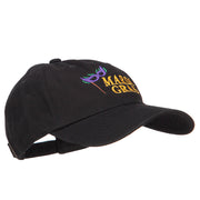 Mardi Gras with Mask Embroidered Washed Cap