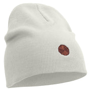 Tree Stump Embroidered 8 inch Acrylic Short Beanie - White OSFM