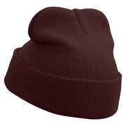 Hong Kong Five Petal Flower Embroidered Super Stretch Knit Watch Cap Beanie - Maroon OSFM