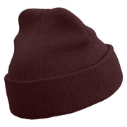 Hong Kong Five Petal Flower Embroidered Super Stretch Knit Watch Cap Beanie - Maroon OSFM