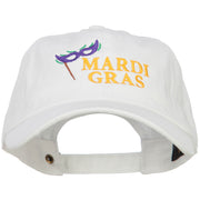 Mardi Gras with Mask Embroidered Washed Cap