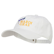 Mardi Gras with Mask Embroidered Washed Cap