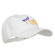 Mardi Gras with Mask Embroidered Washed Cap