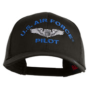 U.S. Air Force Pilot Embroidered Solid Cotton Twill Mesh Prostyle Cap - Charcoal OSFM