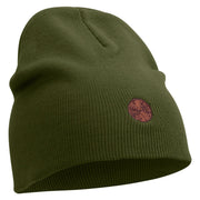 Tree Stump Embroidered 8 inch Acrylic Short Beanie - Olive OSFM