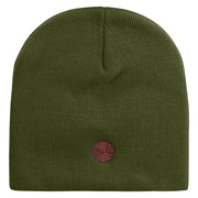 Tree Stump Embroidered 8 inch Acrylic Short Beanie - Olive OSFM