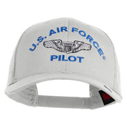 U.S. Air Force Pilot Embroidered Solid Cotton Twill Mesh Prostyle Cap - White OSFM