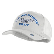 U.S. Air Force Pilot Embroidered Solid Cotton Twill Mesh Prostyle Cap - White OSFM