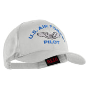 U.S. Air Force Pilot Embroidered Solid Cotton Twill Mesh Prostyle Cap - White OSFM