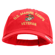US Marine Corps Veteran Design Embroidered 6 Panel Unstructured Cotton Twill Cap Made in USA - Red OSFM