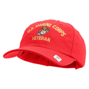 US Marine Corps Veteran Design Embroidered 6 Panel Unstructured Cotton Twill Cap Made in USA - Red OSFM