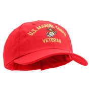 US Marine Corps Veteran Design Embroidered 6 Panel Unstructured Cotton Twill Cap Made in USA - Red OSFM