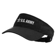 Licensed US Army Star Embroidered Pro Style Cotton Twill Washed Visor - Black OSFM