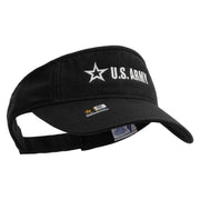 Licensed US Army Star Embroidered Pro Style Cotton Twill Washed Visor - Black OSFM