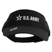 Licensed US Army Star Embroidered Pro Style Cotton Twill Washed Visor - Black OSFM