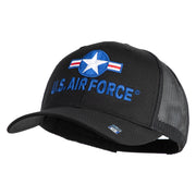 U.S. Air Force Roundel Embroidered Solid Cotton Twill Mesh Prostyle Cap - Black OSFM