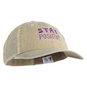 Stay Positive Embroidered Washed Twill Trucker Cap - Khaki Khaki OSFM