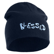 Blessed Wordmark Embroidered 8" Acrylic Short Blank Beanie - Navy OSFM