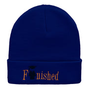 Finished Celebratory Phrase Embroidered Long Knitted Beanie